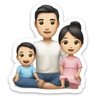 Korean mum and dad in their 30s with a 4-year-old baby girl and 1-year-old baby boy sticker