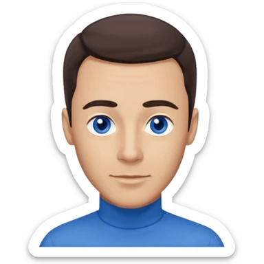 Anthony Wiggle of The Wiggles with light skin, dark brown hair, blue eyes, blue skivvy shirt sticker