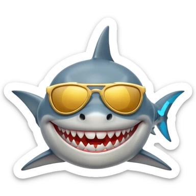 shark with sunglasses and golden. grills sticker