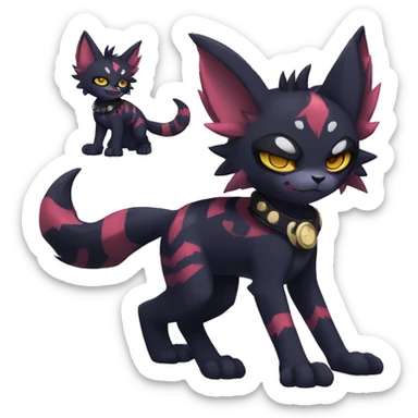 Black Anthro Cool Punk Noibat-Litten-Fakemon-fursona with fangs and edgy markings Full Body sticker