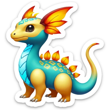 Elemental magical colorful exotic Pokémon-Fakémon-creature sticker