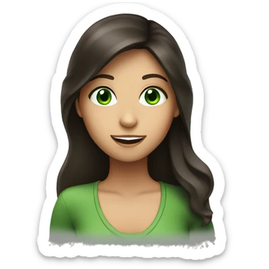 A brunette girl with green Eyes singing sticker