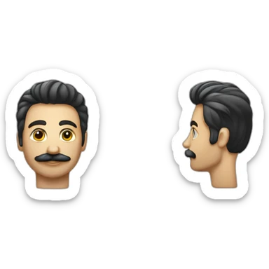 Homme au cheveux plaqué noir et à la moustache noir rectangulaire lève la main droite sticker