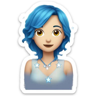 Corazón azul con estrellas sticker