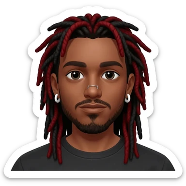 Create an emoji of Jotape MC. He has long red and black dreadlocks, a nose piercing, and wears white earrings in both ears. sticker