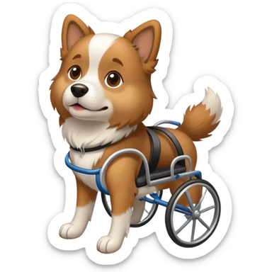 Dog in wheelchair with no arms sticker