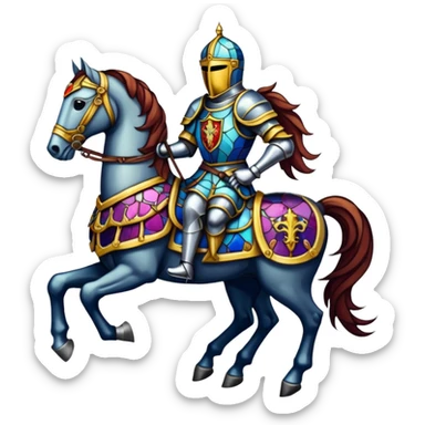 a horse knight in stained glass style sticker