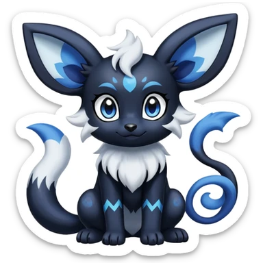 Shiny Cute Adorable Umbreon-Absol-Meowstic-Hybrid-Creature with pattern-markings sticker