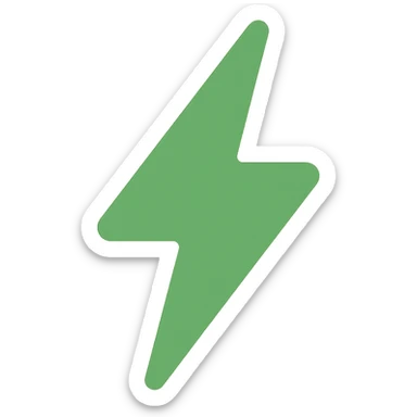 green lightning bolt, clean and bold, suitable for an icon sticker
