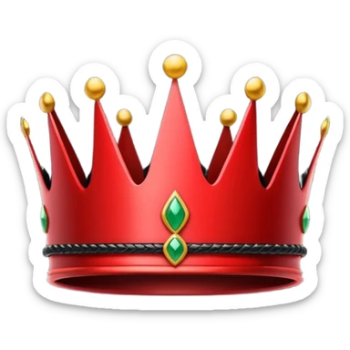 sleek minimalist crown icon, black and red, sharp edges, serpent coiled around crown, modern, clean lines, high contrast, flat design, emoji style sticker