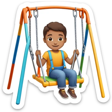 a colorful swing set with a smiling child, fun and friendly sticker