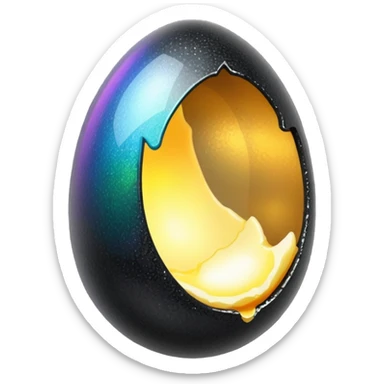 black glittery egg cracked open sticker
