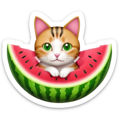 Cat in a watermelon. sticker
