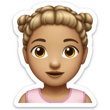 white toddler girl with brown straight pigtails and big black eyes  sticker