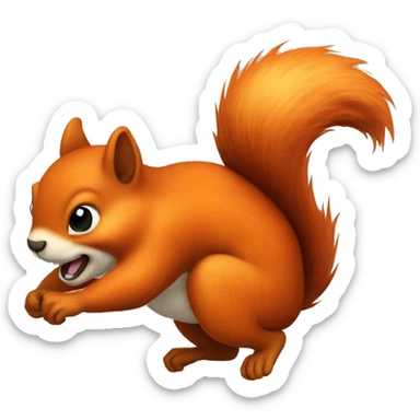 jumping orange burnt squirrel sticker