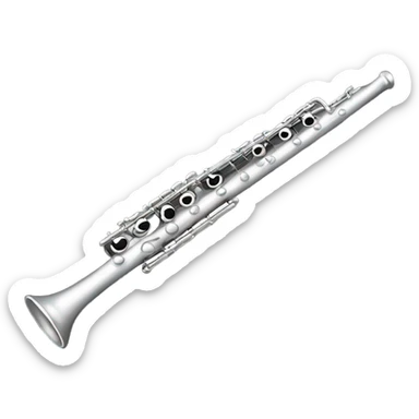 silver flute with a black wood mouthpiece sticker