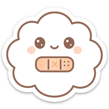 bandage, fluffy, cloud-like, puffy edges, kawaii style sticker