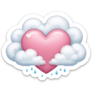 pink heart + cloud sticker