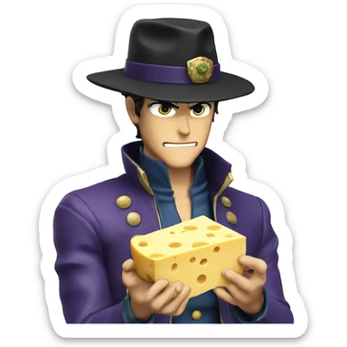 Jotaro Kujo eating cheese sticker