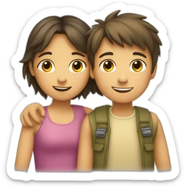 A girl and a boy hugging  sticker