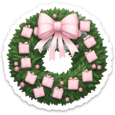 wreath with pale pink bows christmas mood sticker