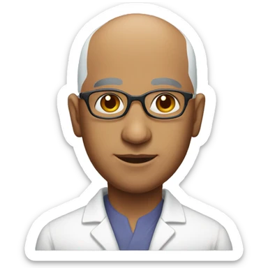 bald Indian physican with glasses sticker