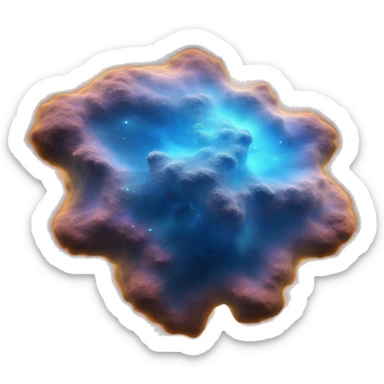 blue 3D highly detailed realistic nebula in cosmic outer space, depth of field, png cutout sticker