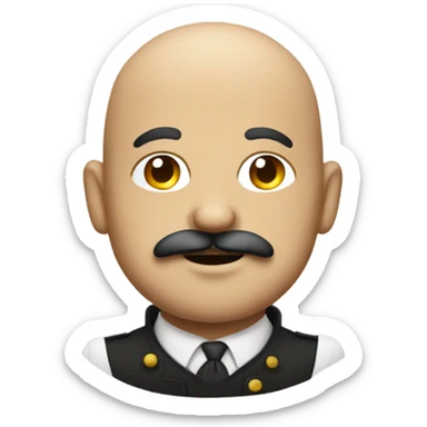bald guy with bottle handlebar moustache  sticker