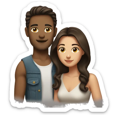 Brunette lovely couple sticker