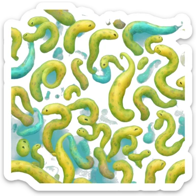 Leech with caudal sucker and colorful patterning sticker