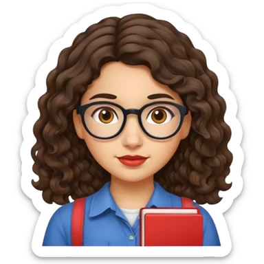 hispanic nerd girl wavy hair sticker