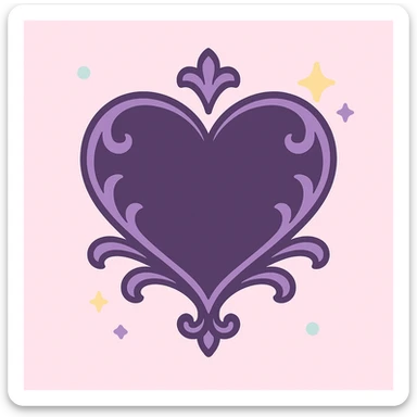 gothic heart with cute sparkles, kawaii style, ornate, dark, elegant sticker