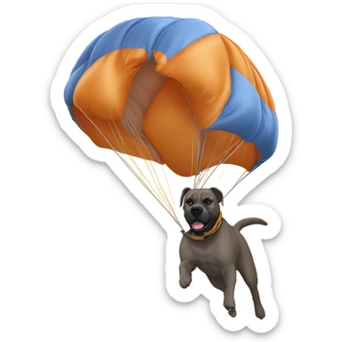 An orange-colored Cane Corso gliding from a parachute. sticker