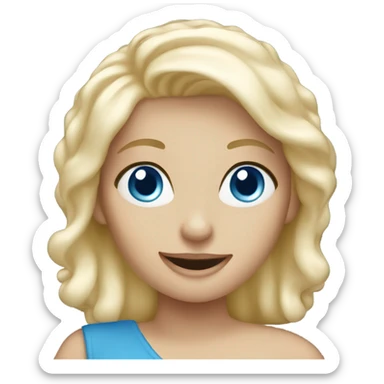 blue eyed blonde lady waving sticker