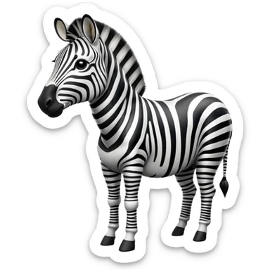 cinematic-zebra-realistic-full-body-standing-emoji,-elegant-frame-balanced-gracefully,-bold-black-and-white-stripes-contrasting-sharply,-head-tilted-dramatically,-expressive-dark-eyes-glinting-with-curiosity,-simplified-yet-realistic-focused-features,-highly-detailed,-glowing-with-an-almost-sarcastic-glow sticker