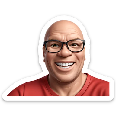 grinning boy in red shirt sticker