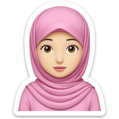 wanita hijab pink baju putih sticker