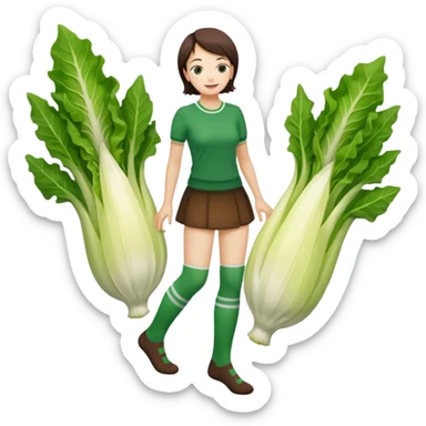  👩🏼 en chaussette, dans une endive géante, sticker