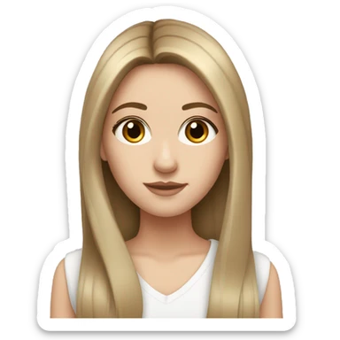 a white girl with straight brown hair and pretty lashes sticker