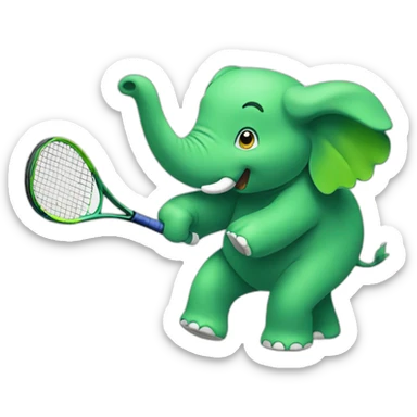 green elephant playing tennis sticker