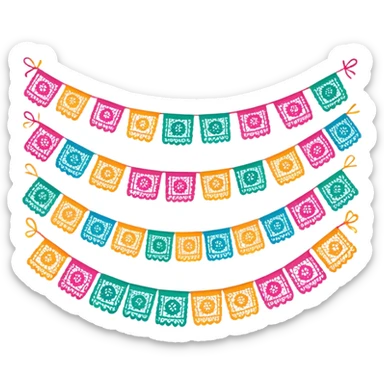 festive one garland of colorful mexican papel picado sticker