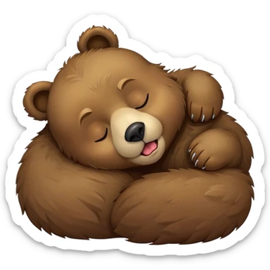 Bear with eyes shut, sleeping, tongue hanging out one side sticker