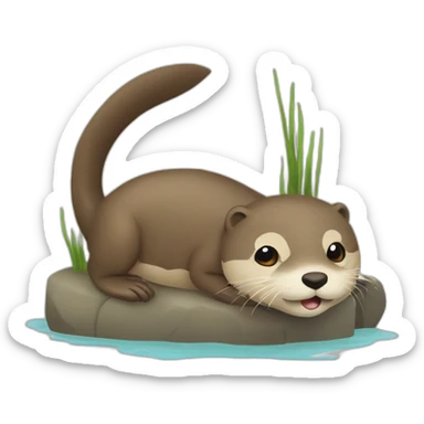 Loutre qui nage sur le dos sticker