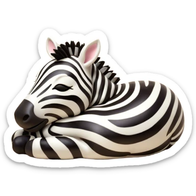 Meme-Worthy Cute Sleeping Zebra Portrait Emoji, Head resting peacefully with a contented smile, showcasing a lean, graceful build and a luxuriously soft striped Fur, eyes shut in a serene, restful nap, Simplified yet hilariously adorable features, highly detailed, glowing with a soft, drowsy light, high shine, relaxed and utterly lovable, stylized with an air of playful laziness, bright and heartwarming, soft glowing outline, capturing the essence of a comically sleepy zebra, so meme-worthy it feels like it could instantly become the next viral sensation of adorable slumber! sticker