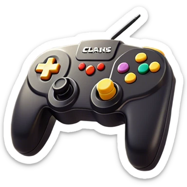 Clash of Clans aesthetic: Cinematic Playful Nintendo 64 Console Portrait Emoji, rendered in a 3D vector-style similar to standard emojis with minimal shading and bold, simplified shapes. A compact, distinct form with signature details, softly glowing with a nostalgic gaming charm. Simplified yet unmistakably iconic, highly detailed and consistent, glowing with a soft radiance and high shine. Stylized with a touch of retro gaming magic and a soft glowing outline, capturing the essence of a beloved gaming relic with a friendly, playful manner! sticker