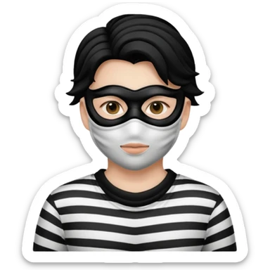burglar with mask and black white stripe clothes sticker