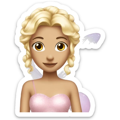 light pink fairy princess sparkly dress blonde sticker
