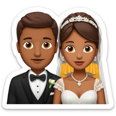 Brown skinned bride and groom sticker