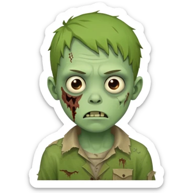 a green boy zombie with a boring face sticker