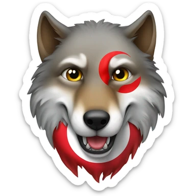 Wolf with Turkish flag on it sticker